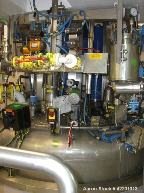 Used Rosenmund Nutsche Filter Dryer, Type RND5-10-36/99, Hastelloy C22. Approximately 5 square meters of filtration area. Internal rated 4.5 bar/full vacuum design pressure at -20 to 150 deg C (-4 to...