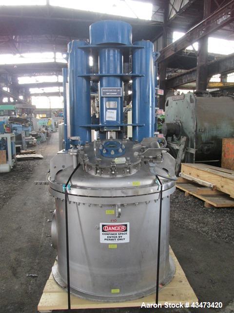 Used Rosenmund Nutsche Filter, 1 Square Meter, Model RSD-1-359-85, 316L Stainless Steel. 46" dia x 26" straight side. Internal rated 50 psi at 302 degrees F. 7.5/5 hp Two speed agitator, 460 volt XP ...