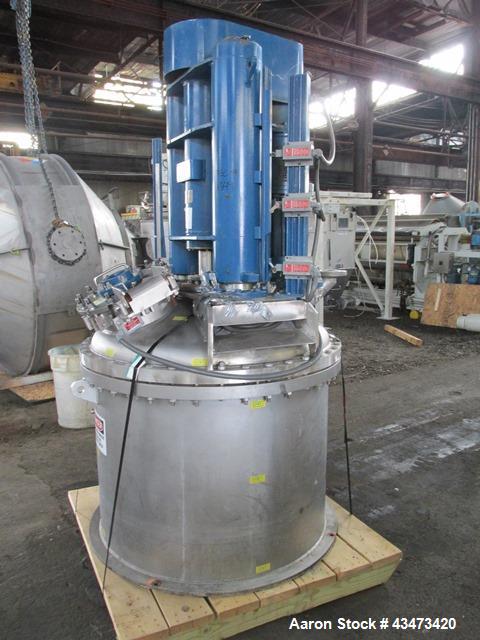 Used Rosenmund Nutsche Filter, 1 Square Meter, Model RSD-1-359-85, 316L Stainless Steel. 46" dia x 26" straight side. Internal rated 50 psi at 302 degrees F. 7.5/5 hp Two speed agitator, 460 volt XP ...