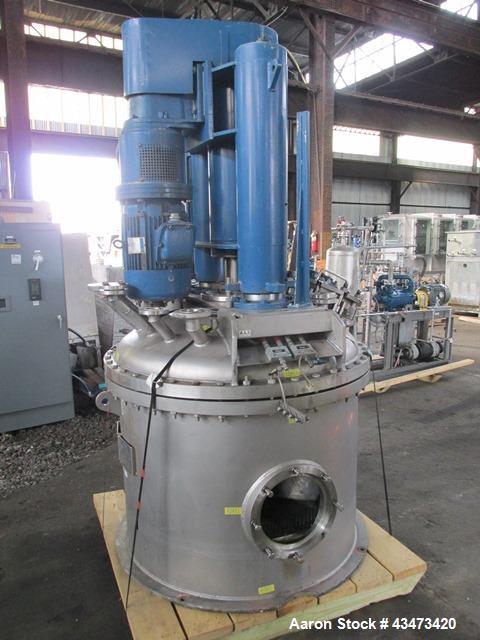 Used Rosenmund Nutsche Filter, 1 Square Meter, Model RSD-1-359-85, 316L Stainless Steel. 46" dia x 26" straight side. Internal rated 50 psi at 302 degrees F. 7.5/5 hp Two speed agitator, 460 volt XP ...