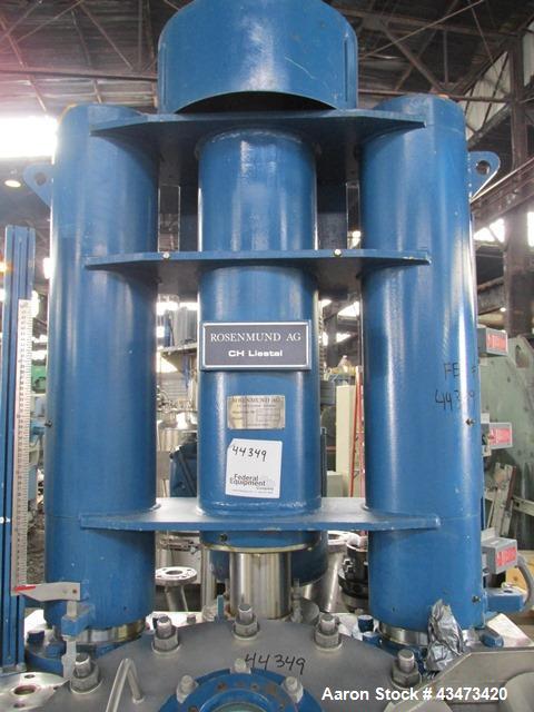 Used- Rosenmund Nutsche Filter, 1 Square Meter, Model RSD-1-359-85, 316L Stainless Steel. 46" dia x 26" straight side. Inter...