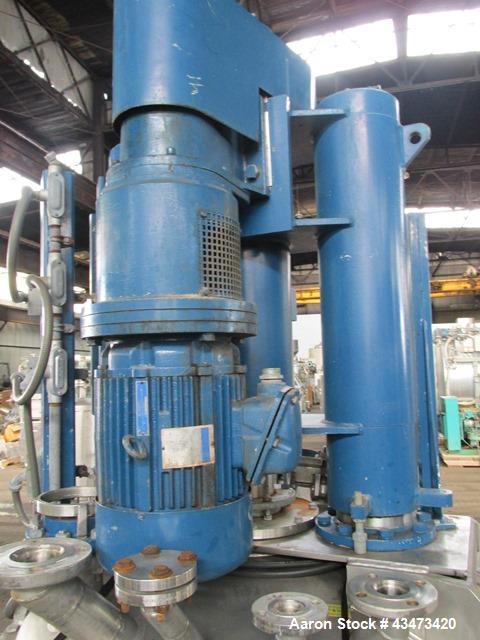 Used Rosenmund Nutsche Filter, 1 Square Meter, Model RSD-1-359-85, 316L Stainless Steel. 46" dia x 26" straight side. Internal rated 50 psi at 302 degrees F. 7.5/5 hp Two speed agitator, 460 volt XP ...