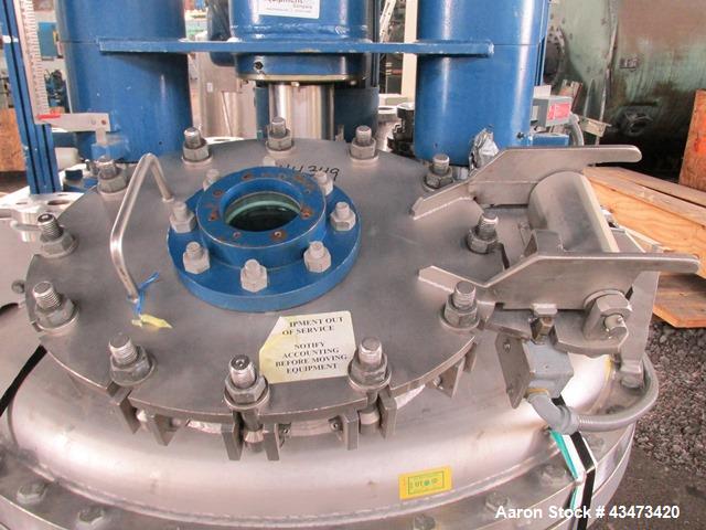 Used Rosenmund Nutsche Filter, 1 Square Meter, Model RSD-1-359-85, 316L Stainless Steel. 46" dia x 26" straight side. Internal rated 50 psi at 302 degrees F. 7.5/5 hp Two speed agitator, 460 volt XP ...