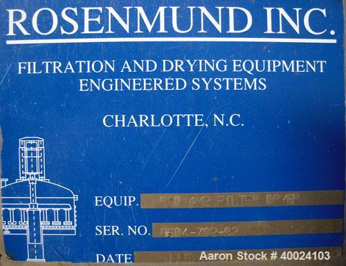 Used Rosenmund Filter Dryer, Model RSD4M2FD