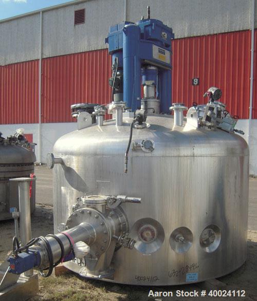 Used Rosenmund Filter Dryer, 6 square meter, Hastelloy C22. 109 3/4" diameter x 36" deep, dished top, flat bottom. Internal rated 100/FV at 302 deg F, jacket rated 100/FV at 302 deg F. (3) blade agit...