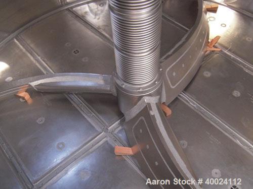 Used Rosenmund Filter Dryer, 6 square meter, Hastelloy C22. 109 3/4" diameter x 36" deep, dished top, flat bottom. Internal rated 100/FV at 302 deg F, jacket rated 100/FV at 302 deg F. (3) blade agit...