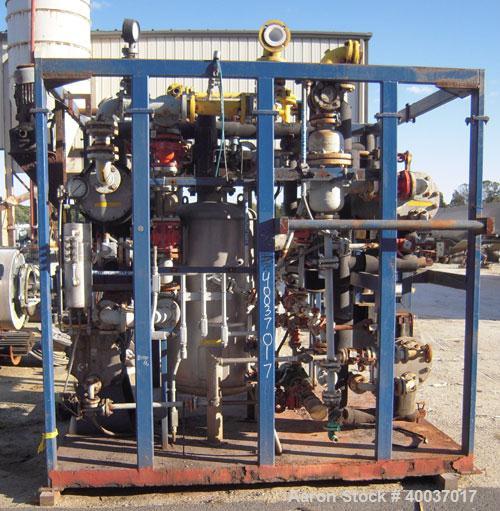 Used Rosenmund Filter Dryer, Hastelloy C22 product contact areas. Approximately 5 square meter. 102'' diameter x 52'' straight side, dished bolt on top, flat bottom. Internal rated 50 psi/FV at 350 d...