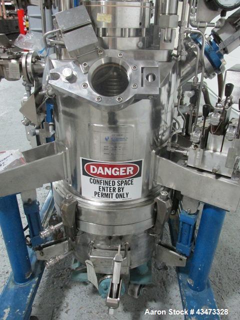 Used Rosenmund Agitated Nutsche Filter, 0.2 Square Meter, 316L Stainless Steel. 20" Diameter chamber rated internal 90 psi Full Vacuum at 350 degrees F. Stainless steel jacket rated 100 psi at 350 de...