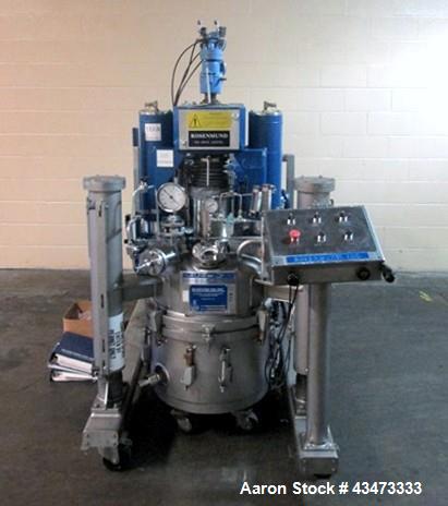 Used Rosenmund Filter Dryer, 0.25 Square Meter, Hastelloy C22. Internal rated 50 psi & Full Vacuum at 350 degrees F. 304 Stainless steel jacket rated 90 psi & Full Vacuum at 350 degrees F. Manual dis...