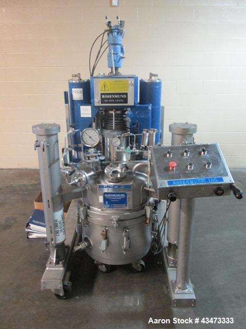 Used Rosenmund Filter Dryer, 0.25 Square Meter, Hastelloy C22. Internal rated 50 psi & Full Vacuum at 350 degrees F. 304 Stainless steel jacket rated 90 psi & Full Vacuum at 350 degrees F. Manual dis...