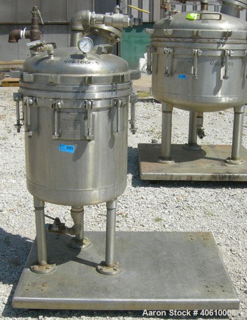 Used Sparkler Manual Nutsche Filter, model 18'', 316 stainless steel. Vessel 20'' diameter x 20'' deep, dished clamp on top, dished bottom, rated 60 psi at 350 deg F. Removable inner chamber with bot...