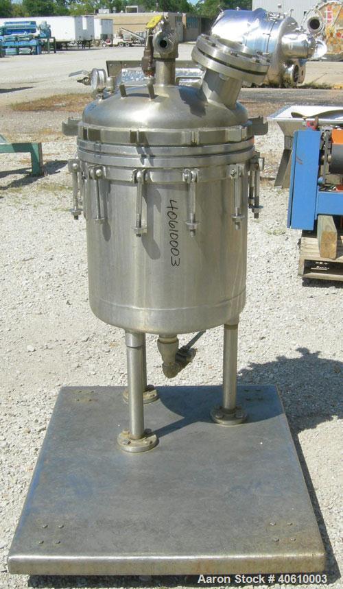 Used Sparkler Manual Nutsche Filter, model 18'', 316 stainless steel. Vessel 20'' diameter x 20'' deep, dished clamp on top, dished bottom, rated 60 psi at 350 deg F. Removable inner chamber with bot...