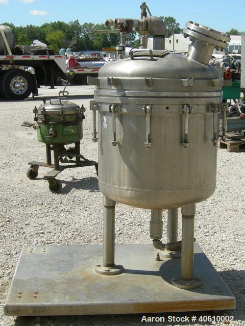 Used Sparkler manual Nutsche filter, model 24", 316 stainless steel. Vessel 24" diameter x 19" deep, dished clamp on top, dished bottom, rated 60 psi at 350 deg F. Removable inner chamber with bottom...