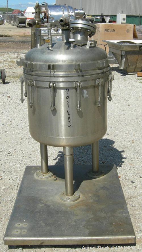 Used Sparkler manual Nutsche filter, model 24", 316 stainless steel. Vessel 24" diameter x 19" deep, dished clamp on top, dished bottom, rated 60 psi at 350 deg F. Removable inner chamber with bottom...