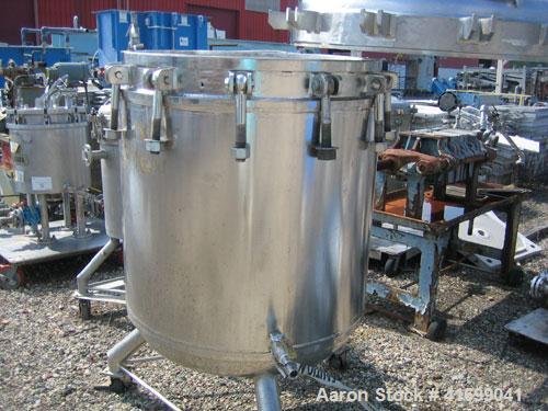 Used Sparkler Nutsche Style Filter, 0.6 square meter, model 36", 316L stainless steel. Internal rated 75 psi at 350 deg F, 304 stainless steel jacket rated 80 psi at 350 deg F.