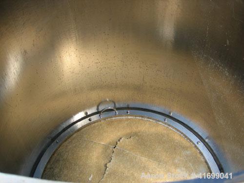 Used Sparkler Nutsche Style Filter, 0.6 square meter, model 36", 316L stainless steel. Internal rated 75 psi at 350 deg F, 304 stainless steel jacket rated 80 psi at 350 deg F.