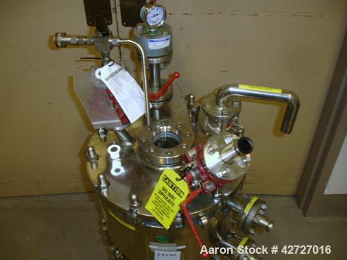 Used Steri Technologies Pressure Nutsche Filter, .099 Square Meter, Hastelloy C276. 14" Diameter x 14" straight side, flat bolt on top, removable dish bottom, rated 100 psi and full vacuum at 450 F i...