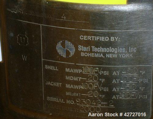 Used Steri Technologies Pressure Nutsche Filter, .099 Square Meter, Hastelloy C276. 14" Diameter x 14" straight side, flat bolt on top, removable dish bottom, rated 100 psi and full vacuum at 450 F i...