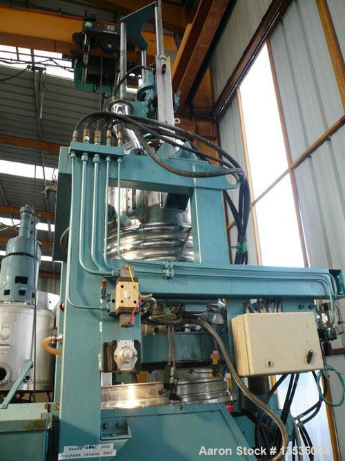 Used Tournaire Pilote 300 L Stirred Extractor / Filter.  Maximum capacity 300 liters, filter diameter 680 mm, tilting bottom, hydraulic motor, lifting system, steel heat exchanger, control panel incl...