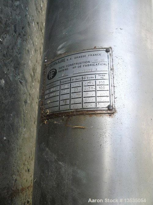 Used Tournaire Pilote 300 L Stirred Extractor / Filter.  Maximum capacity 300 liters, filter diameter 680 mm, tilting bottom, hydraulic motor, lifting system, steel heat exchanger, control panel incl...