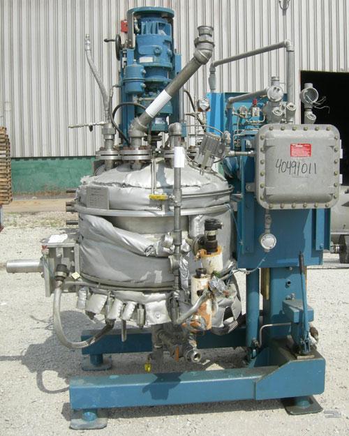 Used Zwag filter dryer, .5 square meter, 316 TI stainless steel. Approximately 30" (780mm) diameter x 20" (522mm) deep, dished top, flat bolt on jacketed bottom with screen. Internal rated -15/90 psi...