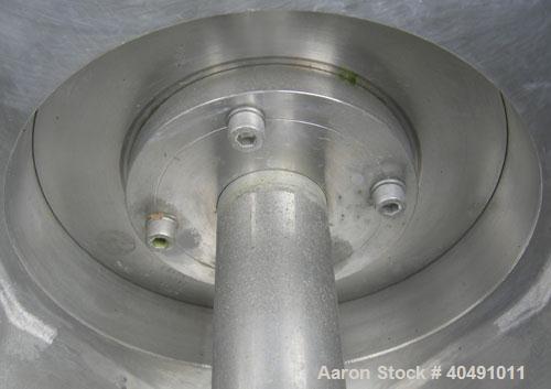Used Zwag filter dryer, .5 square meter, 316 TI stainless steel. Approximately 30" (780mm) diameter x 20" (522mm) deep, dished top, flat bolt on jacketed bottom with screen. Internal rated -15/90 psi...