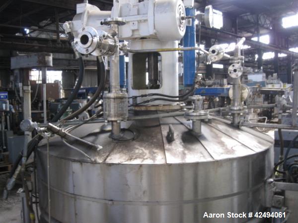 Used 2.6 sq meter ZWAG agitated nutsche filter, stainless steel construction, 1800 liter capacity vessel, rated 2 bar at 100 C internal, jacketed for 6 bar at 100 C, hydraulically operated agitator a...