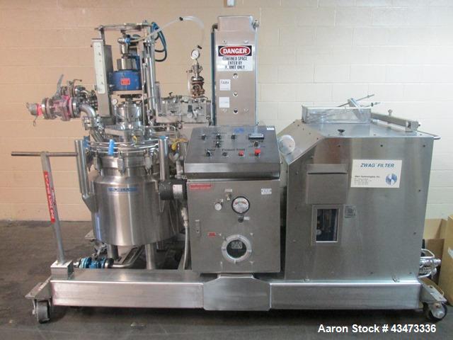Used Zwag Nutsche Filter, 0.3 Square Meter. Hastelloy C276 product contact surfaces. Internal rated 50 psi & Full Vacuum at 302 degrees F. 304 Stainless steel jacket rated 150 psi at 302 degrees F. N...
