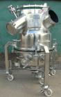 Used Aurora Filters Halar Lined Nutsche Style Filter, Model A20-H, 316L stainless steel. Filtration area .20 square meter, 2.1 square feet, cake capacity minimum 4 liters (3/4