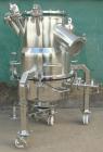 Used Aurora Filters Halar Lined Nutsche Style Filter, Model A20-H, 316L stainless steel. Filtration area .20 square meter, 2.1 square feet, cake capacity minimum 4 liters (3/4