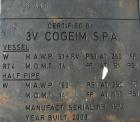 USED: Cogeim filter dryer, model FPP-PP-52A, 316 stainless steel product contact areas. Approximately 3 square meter. Internal rated 51 psi and FV at 250 deg F, 304L stainless steel half pipe coil ja...