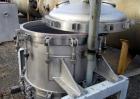 Used Durco Nutsche Style Single Leaf Pressure Filter, approximately 0.6 square meter, 316L stainless steel. 36'' diameter x 28'' straight side. Bolt on top with davit arm, bolt on hinged bottom with ...