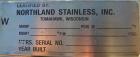 USED: Northland Stainless portable pressure Nutsche type filter, approximately 1.5 square meter, 316L stainless steel. Approximately 60