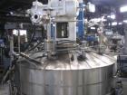 Used 2.6 sq meter ZWAG agitated nutsche filter, stainless steel construction, 1800 liter capacity vessel, rated 2 bar at 100 C internal, jacketed for 6 bar at 100 C, hydraulically operated agitator a...