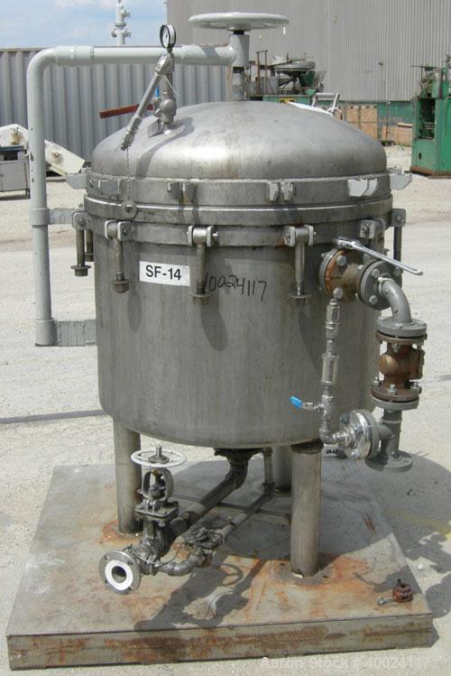 Used Sparkler horizontal plate filter, model 33-D-9, 316 stainless steel, approximate 50.4 square feet   filter area, 7.5 cubic feet cake capacity.  Rated 3000 gallons per hour max.  316 stainless st...