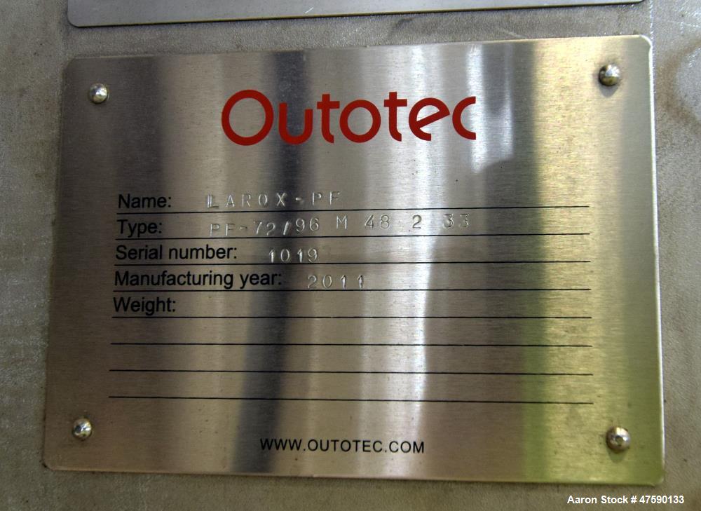 Unused- Outotec stainless steel LAROX PF48 vertical filter press.  Type: PF 72/96 M48 2 33.  S/N 1019 Year: 2011 with control panel and Rexroth power/hydraulic pack   NOT FULLY ASSEMBLED (additional ...