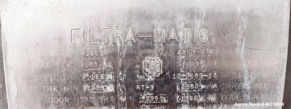 Used Filtra-Matic Stainless Steel Clarifier