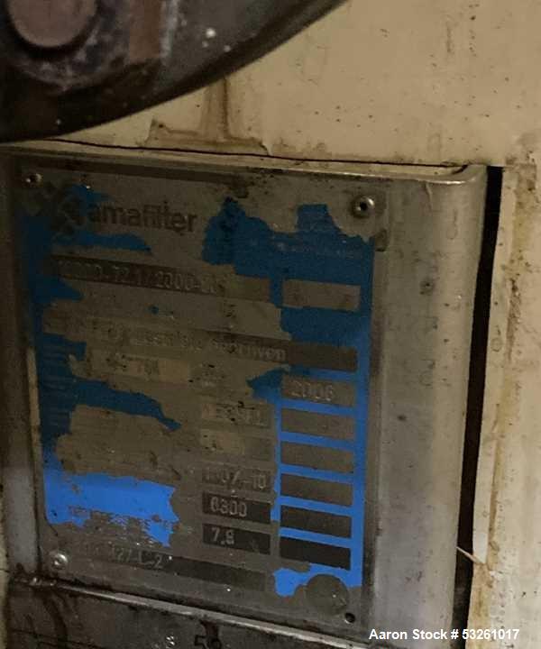 Used Amafilter Cricket 1600D-72.1/2000-80 316L Stainless Steel Pressure Filter System with Buffer Tank