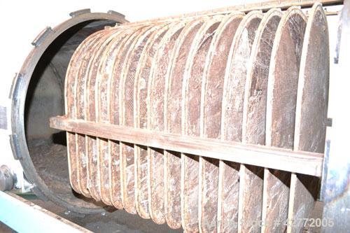 Used Duriron Dry Cake Horizontal Pressure Leaf Filter, Type DHC, Model 48DHC225, Carbon Steel. 225 Square feet (20.9 square meter). (15) 36’’ x 36’’ 304 Stainless steel vertical filters, spaced 3’’ a...