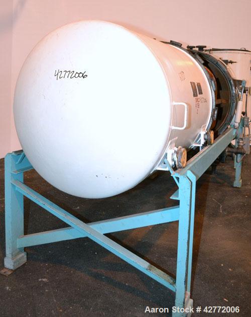 Used Duriron Dry Cake Horizontal Pressure Leaf Filter, Type DHC, Model 48DHC225, Carbon Steel. 225 Square feet (20.9 square meter). (15) 36’’ x 36’’ 304 Stainless steel vertical filters, spaced 3’’ a...