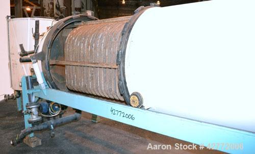 Used Duriron Dry Cake Horizontal Pressure Leaf Filter, Type DHC, Model 48DHC225, Carbon Steel. 225 Square feet (20.9 square meter). (15) 36’’ x 36’’ 304 Stainless steel vertical filters, spaced 3’’ a...