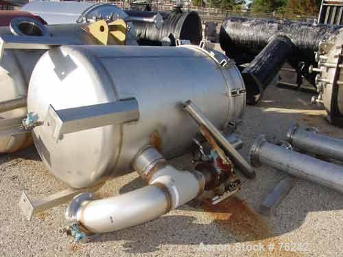 Used Filtration Engineering Corp vertical filter, model 12760CD-147. Pressure Rating: Fv/50 Psi @ 300 Deg F Nat Bd # 12. 40" diameter x 5' straight side, 304L stainless steel. Dished heads.Top head i...