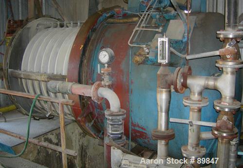 USED: Industrial Filter & Pump Mfg Co pressure leaf filter, type 122.1C31, series 60-5-8. Horizontal carbon steel vessel 60" diameter x 48" deep. 8 filters, 48" diameter. Internal rated 70 psi @ 180 ...