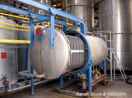 Unused-Used: Industrial Filter, Pressure Leaf Filter. 500 square feet, T304 stainless steel, horizontal tank, vertical leaves. Cam lock door, retractable tank, hydraulic power pack, overhead rails, 2...