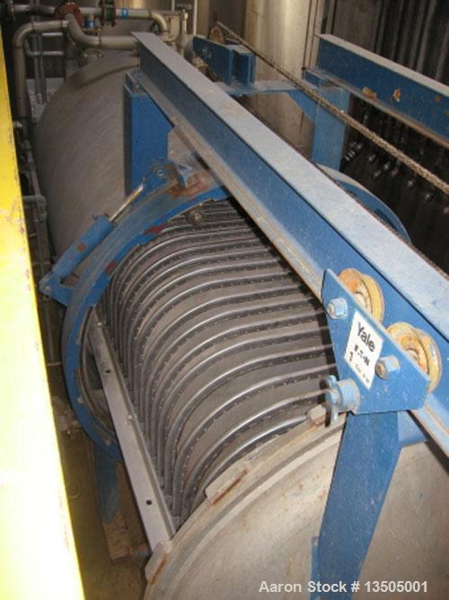 Unused-Used: Industrial Filter, Pressure Leaf Filter. 500 square feet, T304 stainless steel, horizontal tank, vertical leaves. Cam lock door, retractable tank, hydraulic power pack, overhead rails, 2...