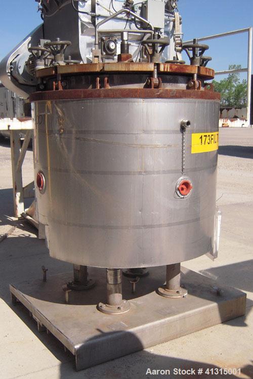 Used Ketema Horizontal Plate Filter, Model 33-12D S/J, 316 Stainless Steel. 74.44 square feet filter area, 10.08 cubic feet cake capacity. Non-jacketed vertical tank 36" diameter x 32" deep, internal...