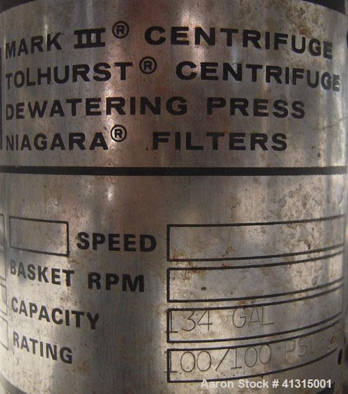Used Ketema Horizontal Plate Filter, Model 33-12D S/J, 316 Stainless Steel. 74.44 square feet filter area, 10.08 cubic feet cake capacity. Non-jacketed vertical tank 36" diameter x 32" deep, internal...