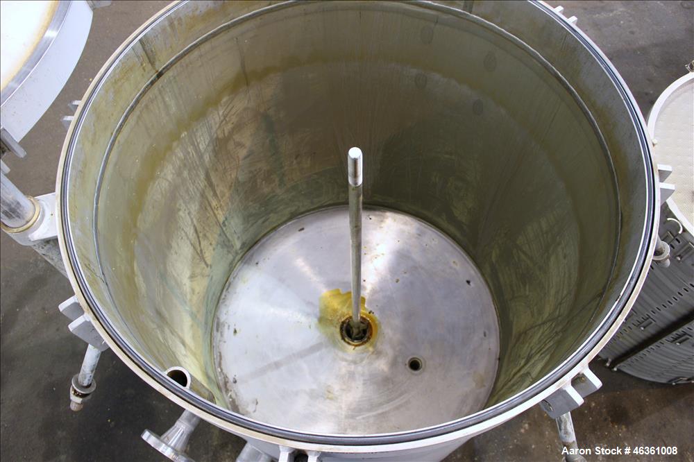 Used LFC Lochem Horizontal Plate Filter, Type Level Leaf 1100/1000/14/24, 304 Stainless Steel. Approximately 80 square feet filter area, 10 cubic feet cake capacity. Vertical non-jacketed tank 42-3/4...