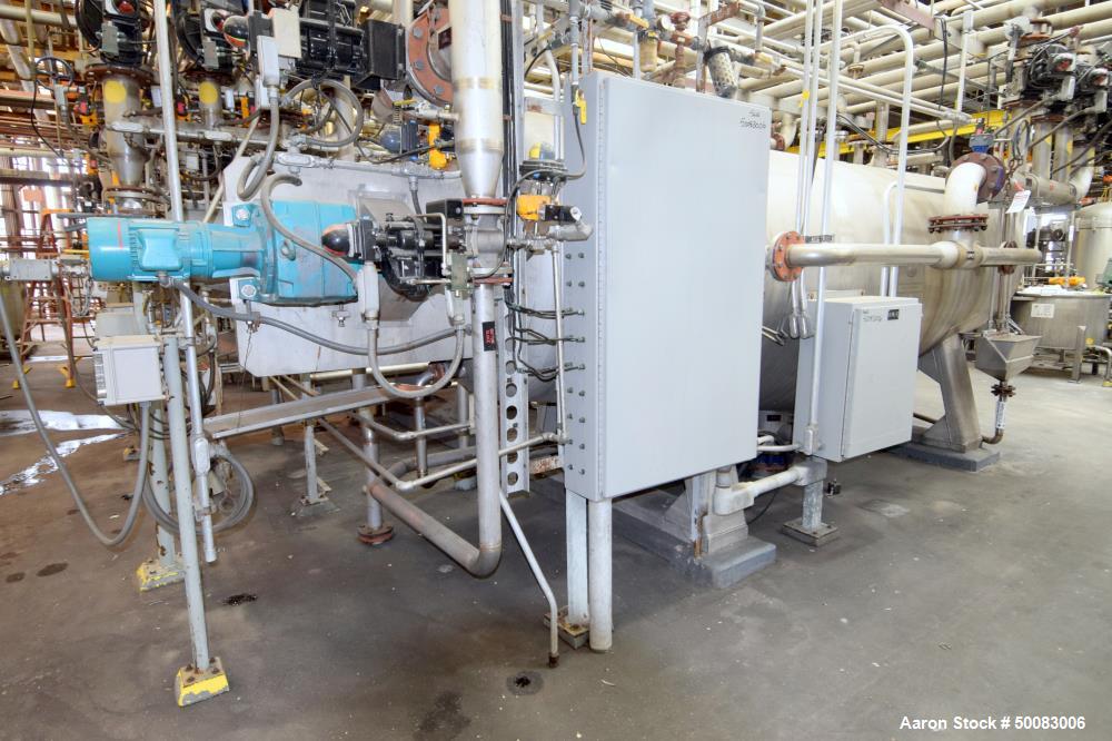 Used LFC Lochem Roto Jet Wet Cake Discharge Filter, Approximate 990 Square Feet Filter Area, Model RJWCD 92/1200/44 DC, Duplex Stainless Steel. Approximate (44) 1200mm (47.2") diameter vertical filte...