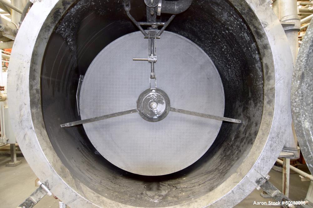 Used LFC Lochem Roto Jet Wet Cake Discharge Filter, Approximate 990 Square Feet Filter Area, Model RJWCD 92/1200/44 DC, Duplex Stainless Steel. Approximate (44) 1200mm (47.2") diameter vertical filte...